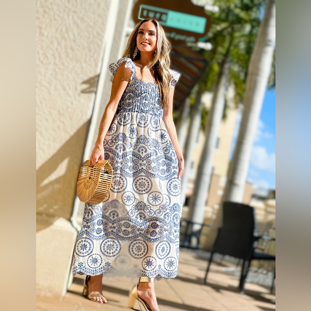 Commense Eyelet Embroidered Midi Dress - Picture 3 of 12